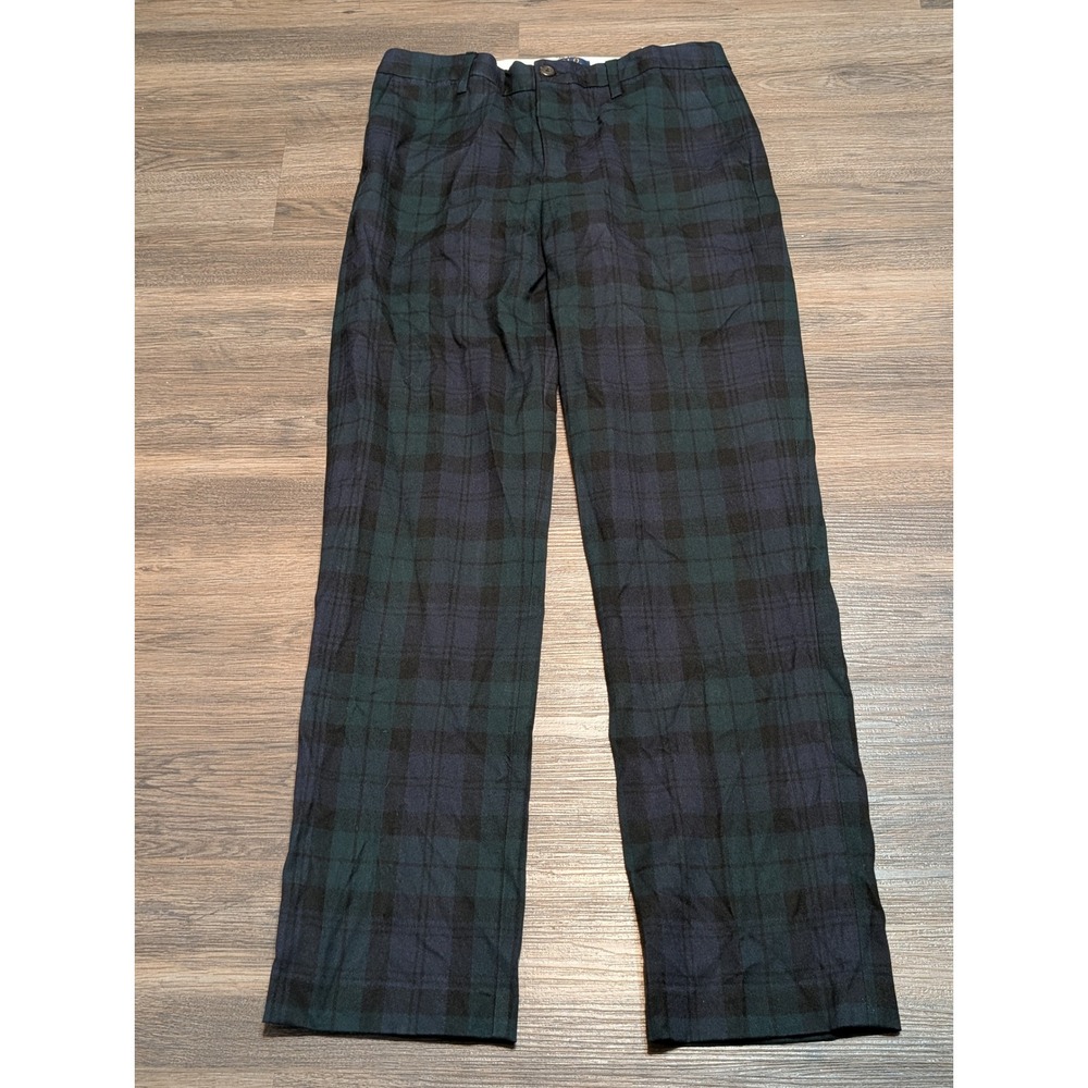 Polo Ralph Lauren Boys 18 Black Watch Plaid Trousers Navy Green Straight Pants